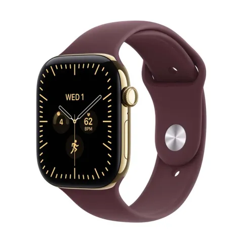 Apple Watch S12 GPS + Cellular 42mm Radiant Gold Titanium Case Burgundy Sport Band M/L