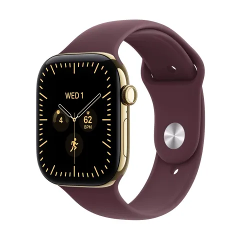 Apple Watch S12 GPS + Cellular 46mm Radiant Gold Titanium Case Burgundy Sport Band M/L