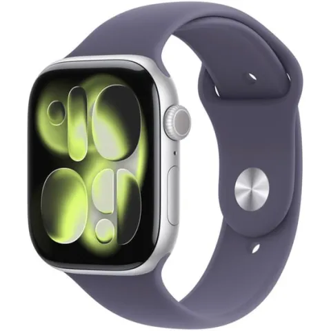 Apple Watch Series 11 GPS 46mm Silver Aluminum Case with Purple Fog Sport Band - M/L