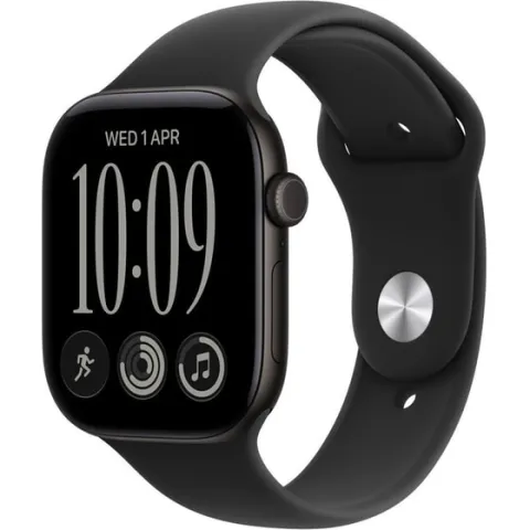 Apple Watch Series 12 GPS + Cellular 46mm Black Aluminium Case with Black Sport Band - M/L