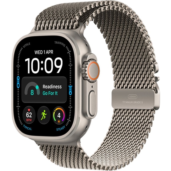 Apple Watch Ultra 4 GPS + Cellular 49mm Natural Titanium Case with Natural Titanium Milanese Loop - M