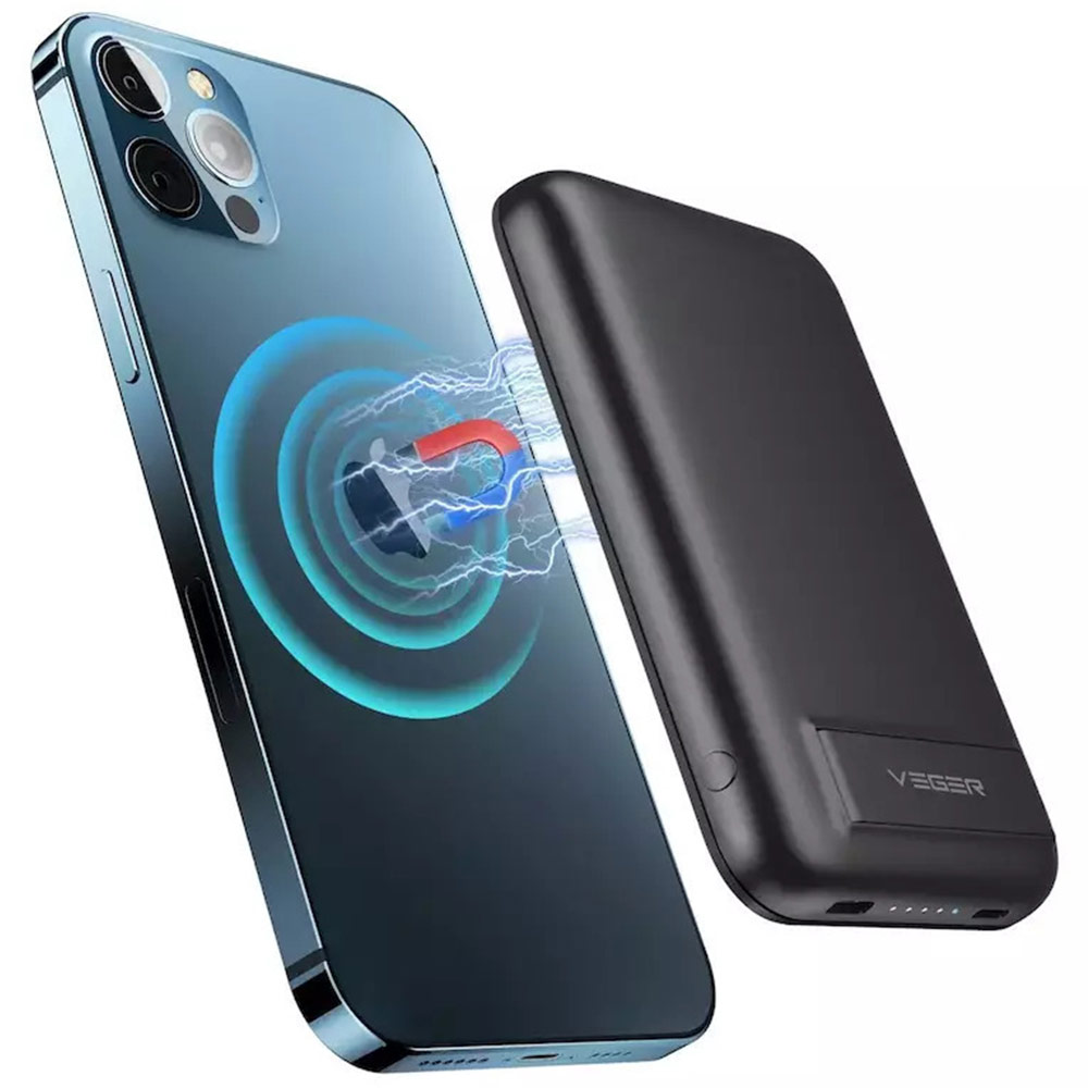 Power Bank 5000mAh VEGER FastCharger MagOn Magnetic Wireless PD30 + PPS black