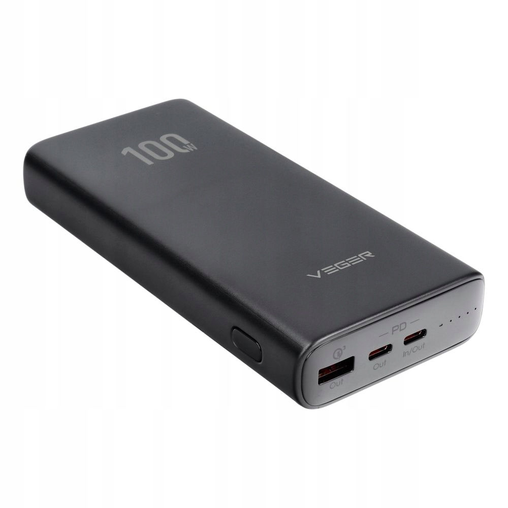Power Bank 20000mAh 100W VEGER Fast Charger (PD) T100 black