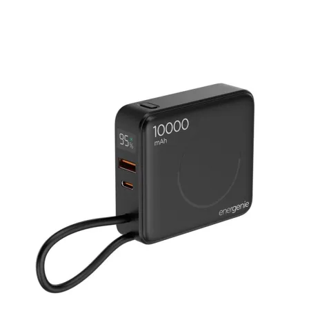 Power Bank 10000mAh 20W GEMBIRD Energenie Magnetic Wireless (15W) Fast Charger PB10-WPC15-LCD-01 black