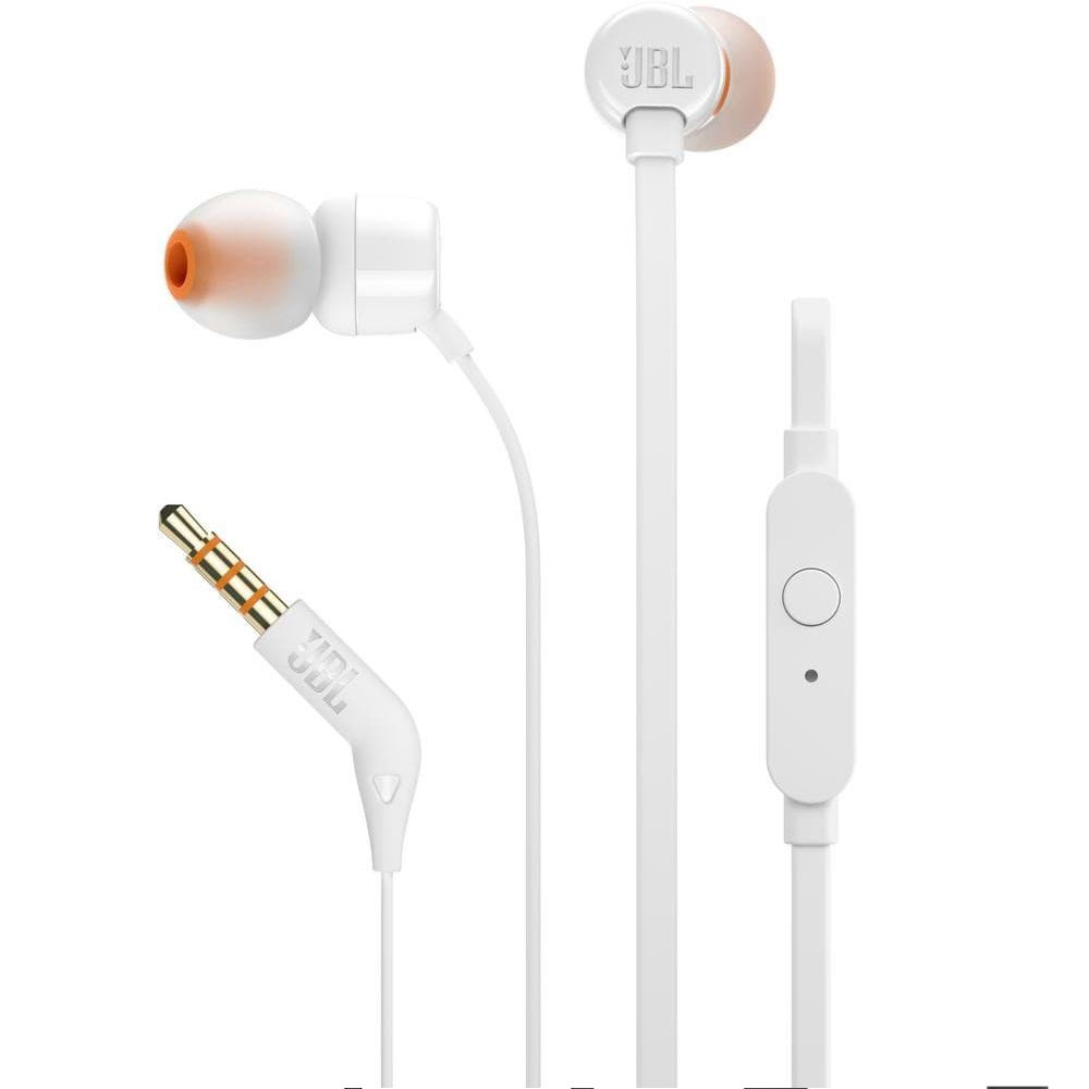 Earphones with microphone JBL T110 white