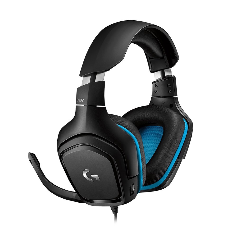 Headphones with microphone for PC/Console LOGITECH G432 Leatherette black/blue