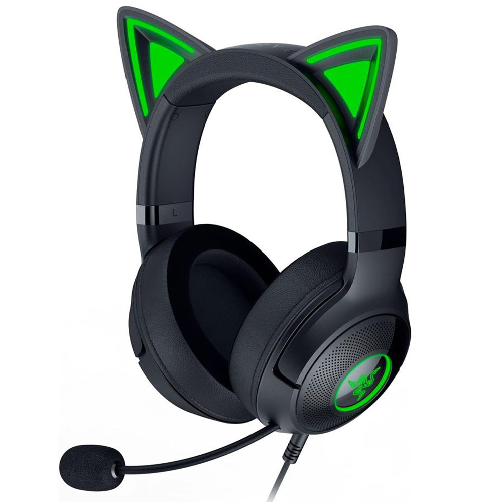 Headphones with microphone for PC/PS5/Nintendo Switch RAZER Kraken Kitty V2 black/green