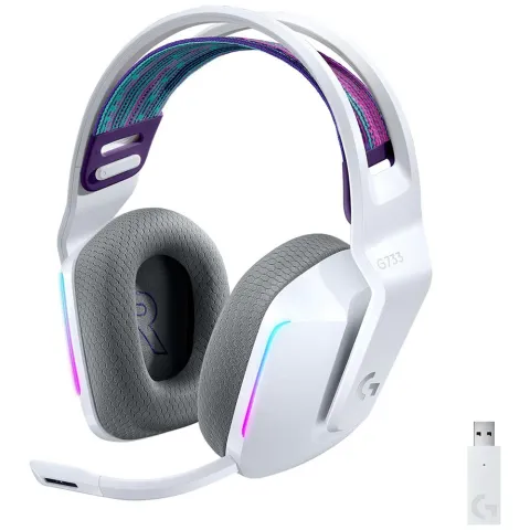 Cordless Headphones with microphone for PC/PS4 LOGITECH G733 Lightspeed RGB 981-000883 white