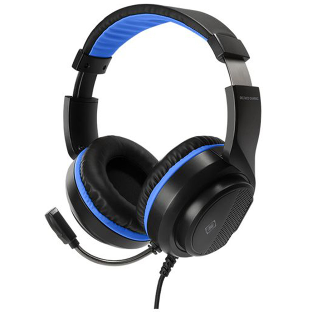 Headphones with microphone for PS5 DELTACO GAM-127 black/blue