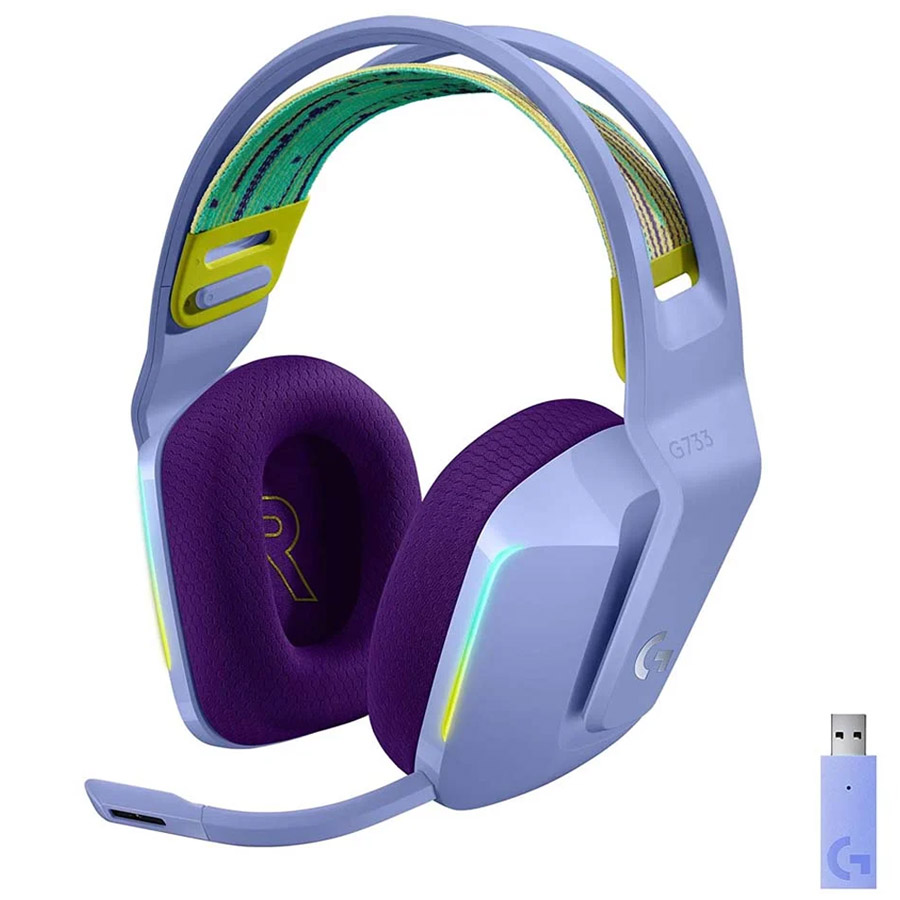 Cordless Headphones with microphone for PC/PS4 LOGITECH G733 Lightspeed RGB 981-000890 lilac