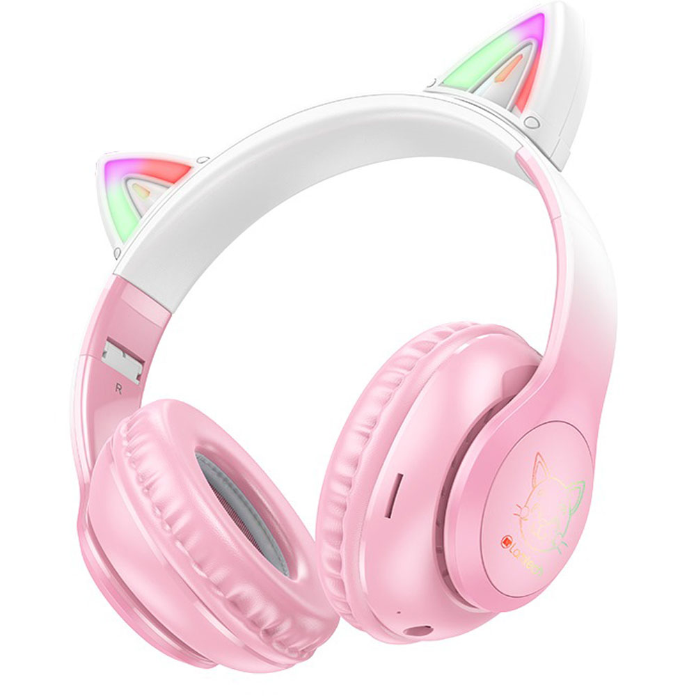Cordless Headphones LAMTECH Kids Cherry Blossom Kitty Cat LAM980503 pink