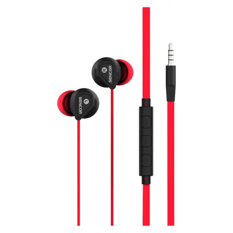 Earphones with microphone SENCOR SEP 172 VCM red