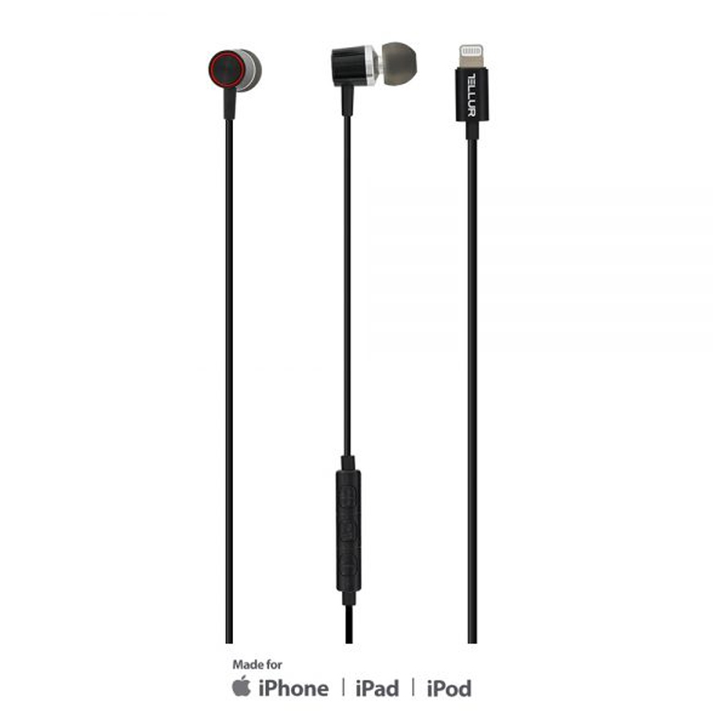 Earphones with microphone TELLUR Lightning Apple MFI TLL162022 black