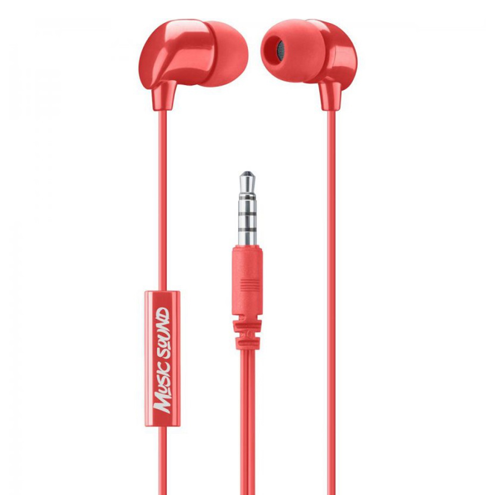 Earphones with microphone CELLULARLINE Auine AUINEARMSR red