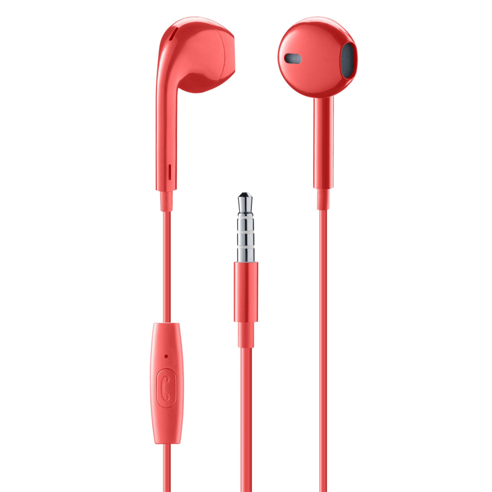 Earphones with microphone CELLULARLINE Au Capsule AUCAPSULEMSR red
