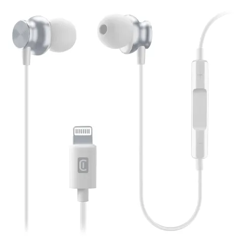 Earphones with microphone CELLULARLINE Junco MFI AUJUNCOMFIIPHW white