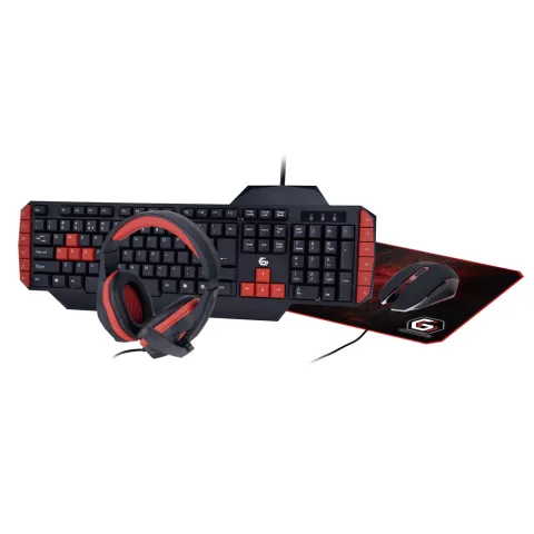 Gaming Corded Keyboard + Mouse + Mouse pad + Headphones GEMBIRD Ultimate 4in1 kit US GGS-UMG4-02