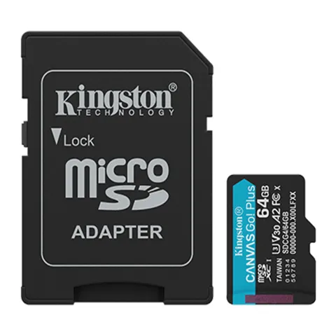 Memory Card 64GB MicroSDXC + SD adaptor KINGSTON Canvas Go! Plus SDCG4/64GB