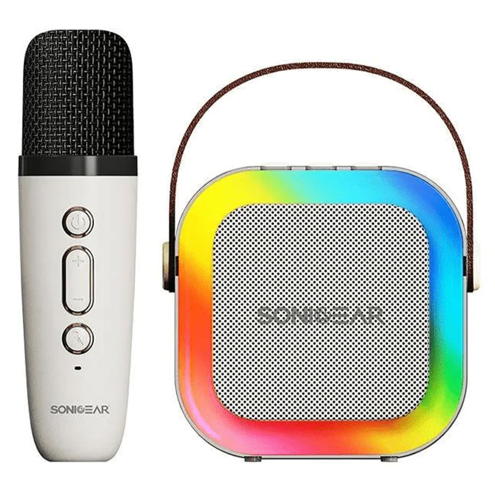 Portable Speaker SONICGEAR IOX K200 + Cordless Microphone white