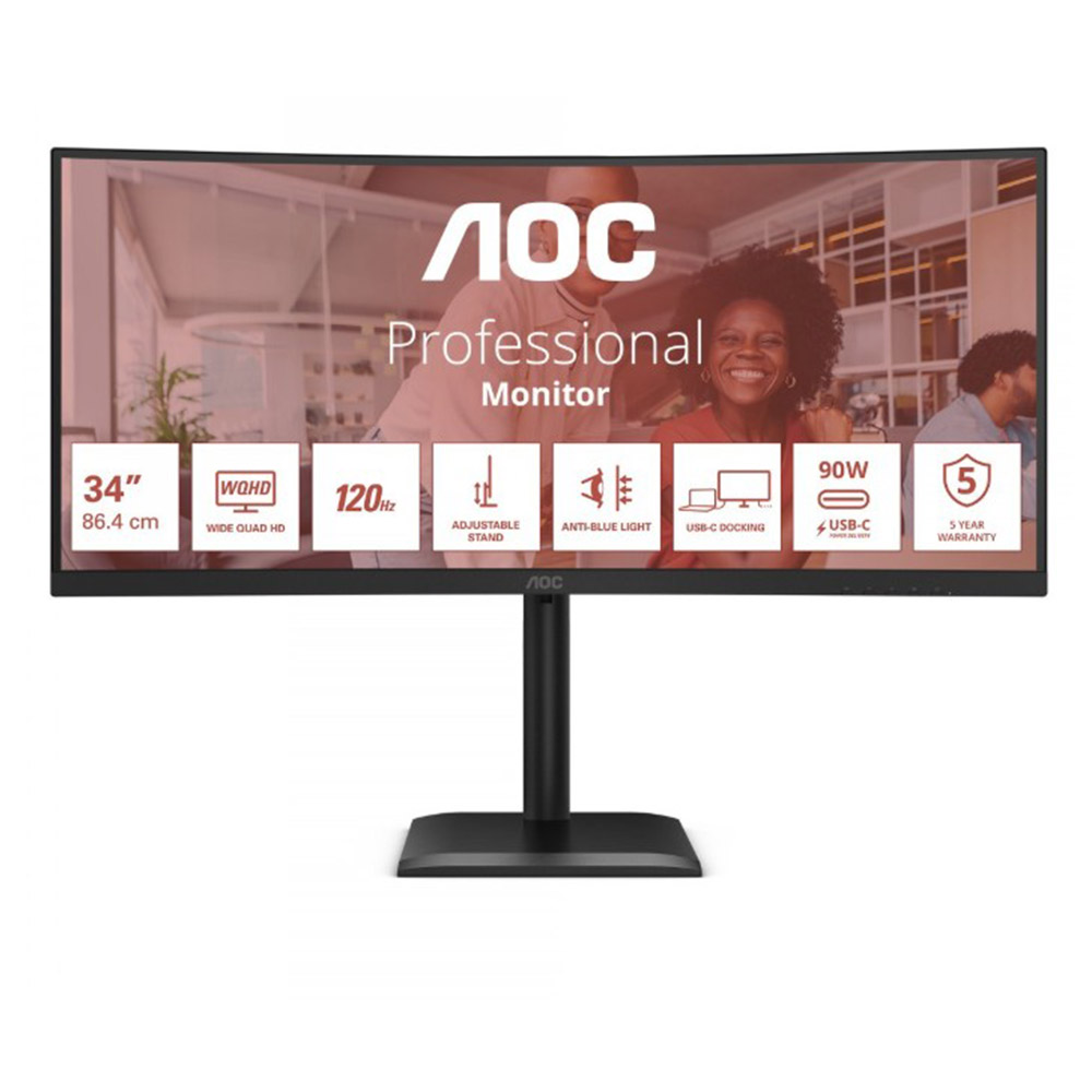 PC Monitor 34" AOC Curved CU34E4CV UWQHD VA black