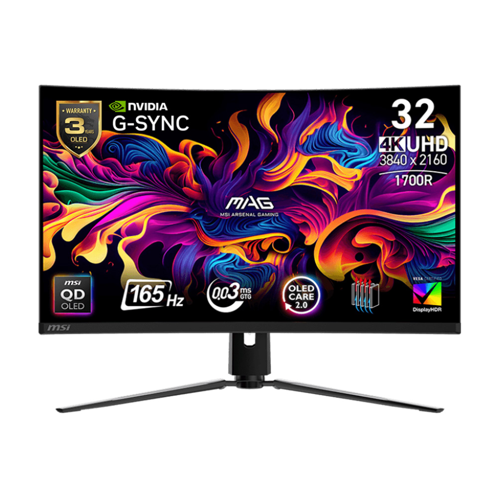 PC Monitor 31.5" MSI Curved Mag 321CUP QD-OLED 4K UHD black