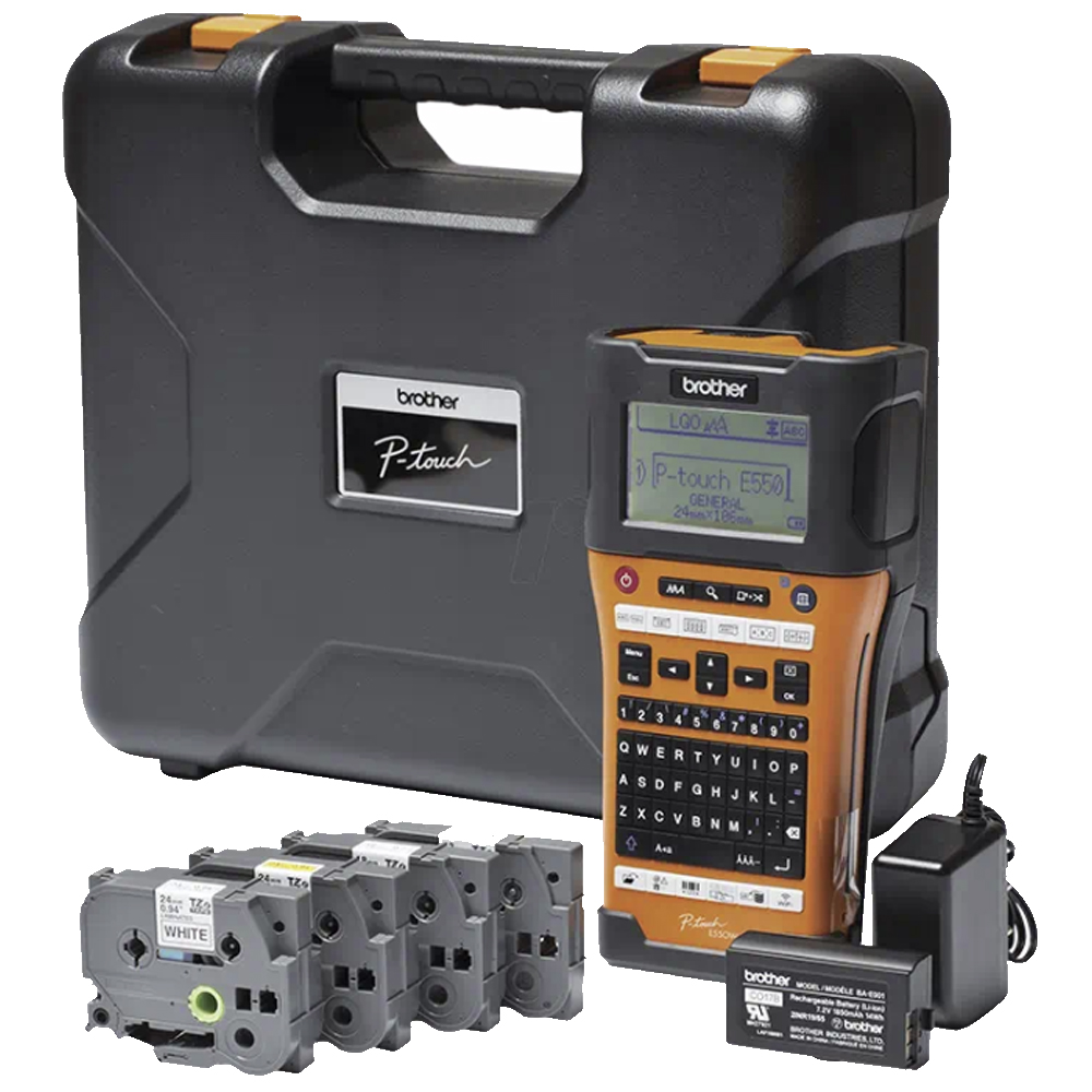 Handheld Thermal Label Printer BROTHER Electrician Labelling Kit PT-E550WSP black/orange