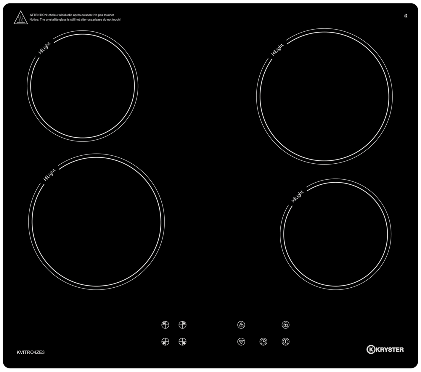 KRYSTER CERAMIC HOBS KVTRO04ZE4 [FRAMELESS] 55x590x520mm