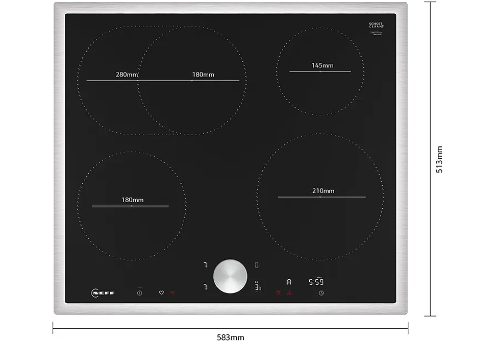 NEFF INDUCTION HOB N90 [60cm] T56STF1L0 [+METAL FRAME] [WiFi] 55x583x513mm