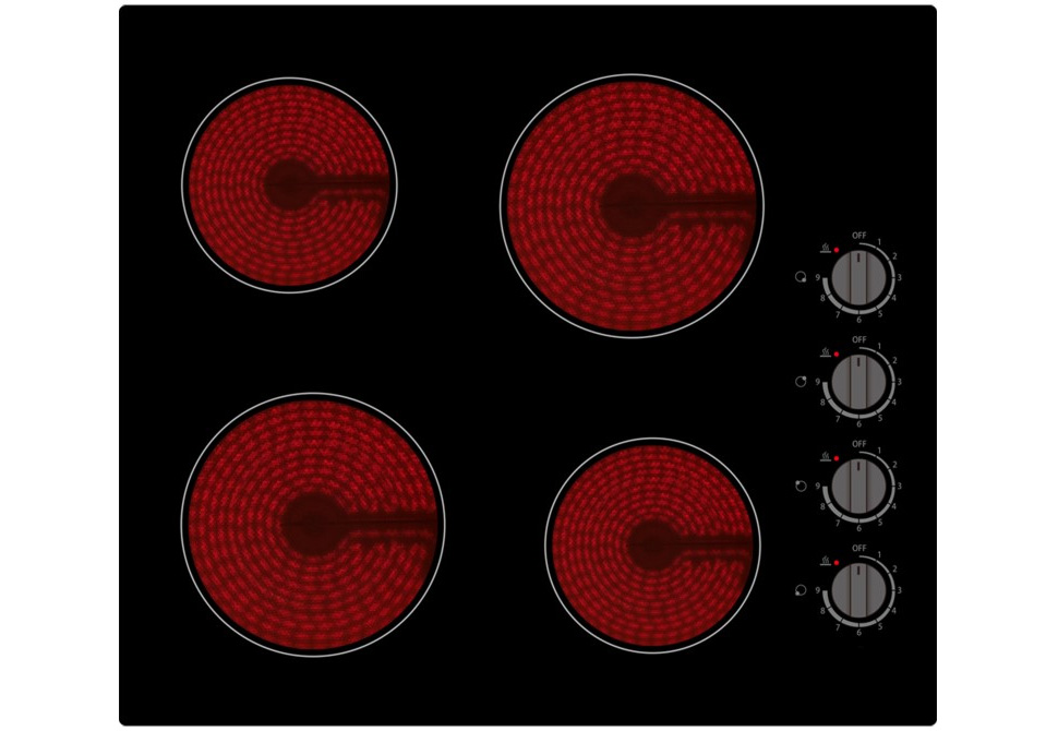 CALFREDDO CERAMIC HOB [KNOBS] BMR64004VH00CF [FRAMELESS] Made in Italy 55x590x520mm