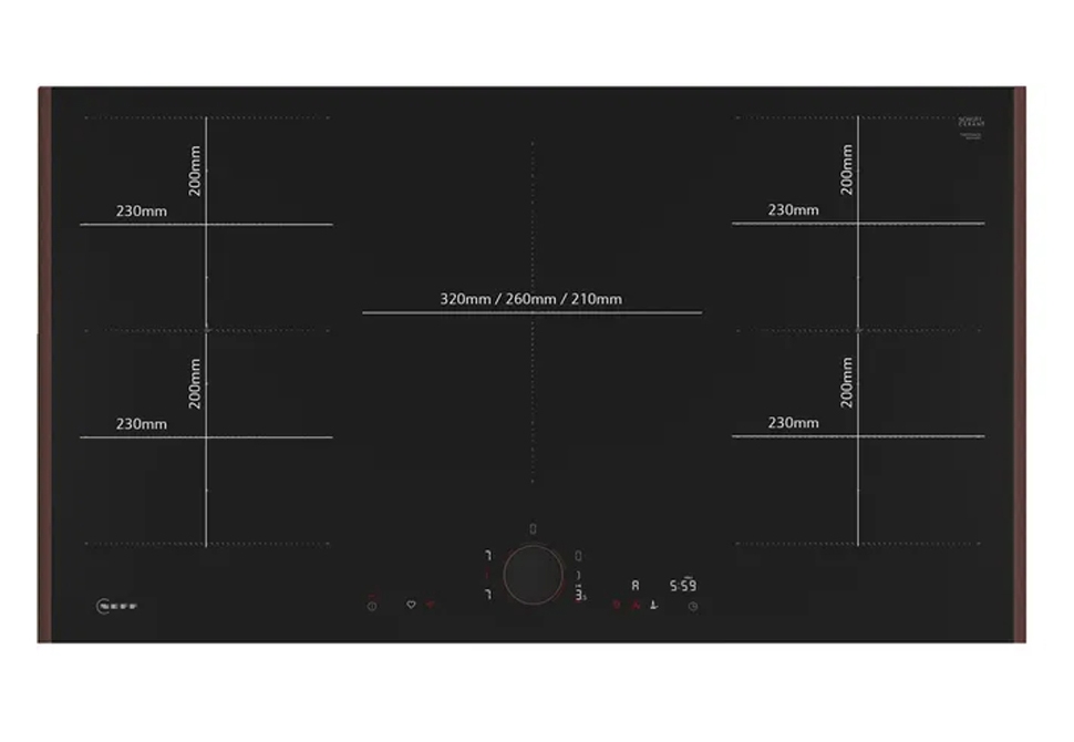 NEFF INDUCTION HOB N90 [90cm] [5 ZONES] T69YYV4CO [WiFi] [FLEX] [+BLACK FRAME] 51x934x527mm