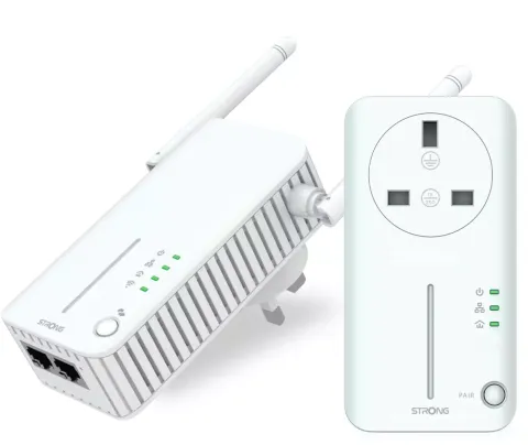 Strong Powerline Kit AV600 Passthrough 600Mbps WI-Fi 300Mbps UK POWERLWF600DUOUKV2