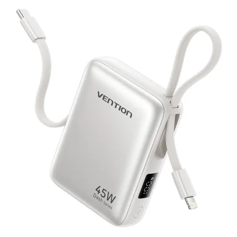 Vention Powerbank 10000mAh 45W Built-in USB-C & Lightning Cables FKMN0 Beige