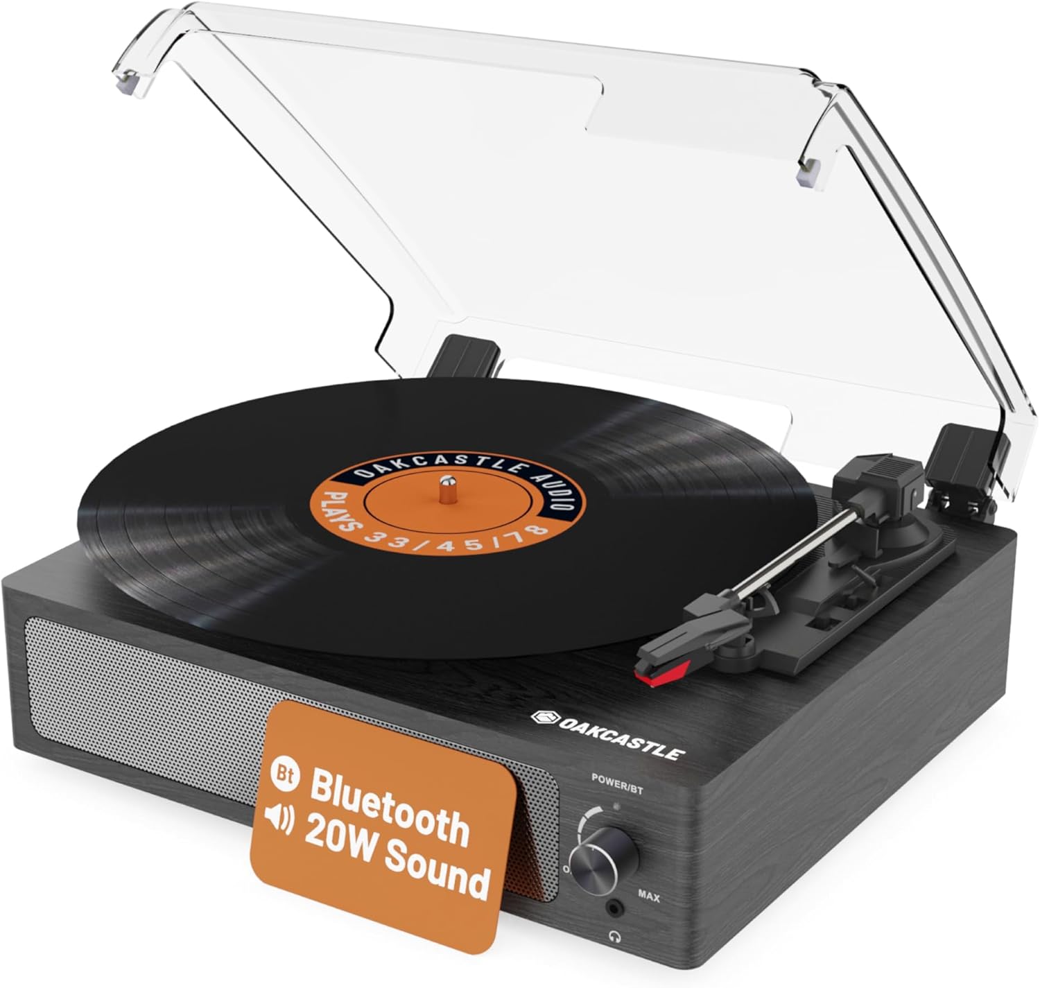 Majority Turntable TT100 Belt Drive & Integrated 20W Speakers (Oakcastle)