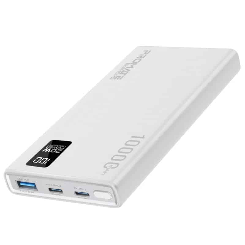 PROMATE BOLT-10PD.WHITE COMPACT SMART POWER BANK