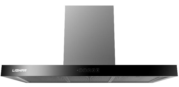 Ligmar WT0990AF18D2 Wall-Mounted Vertical Chimney Hood, Black