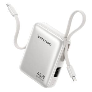 Vention Powerbank 10000mAh 45W Built-in USB-C & Lightning Cables FKMN0 Beige