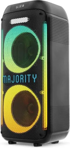 Majority Pulse P2 Portable Party & Karaoke Speaker with Wired Microphone, Bluetooth, USB/SD, Mic Echo, Treble, Bass Boost, TWS & LED Lights