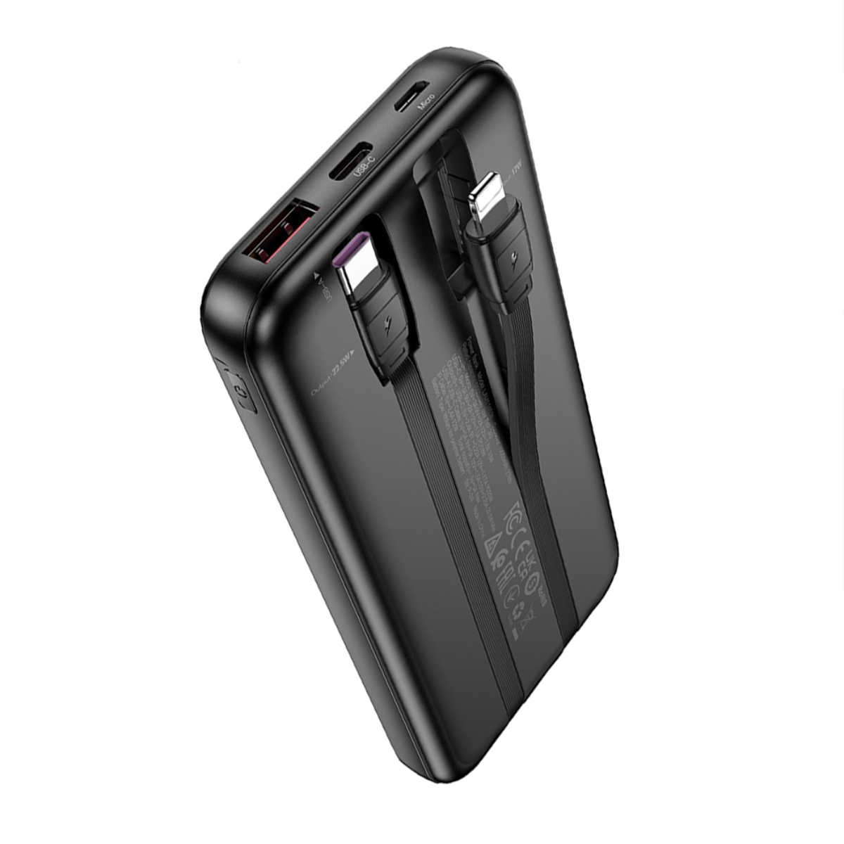LAMTECH ULTRA-THIN POWERBANK 10000MAH TYPE-C & LIGHTNING - BLACK