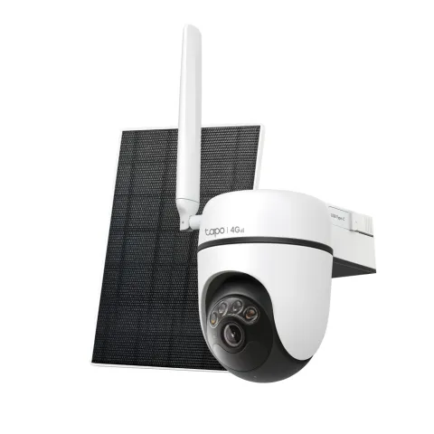 TP-LINK TAPO WIRE-FREE 2K OUTDOOR CAMERA WITH SOLAR & 4G LTE 13.09X11.61X8.41CM - WHITE