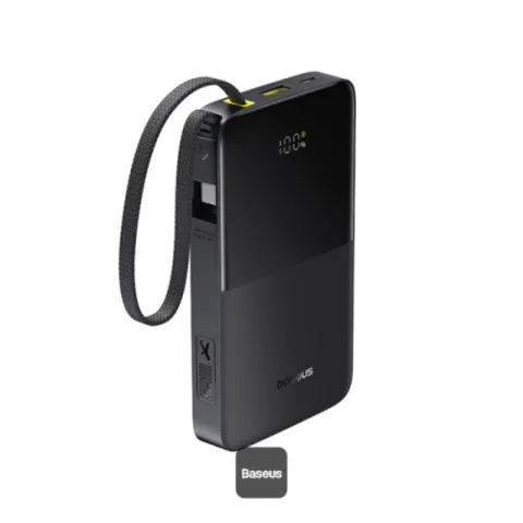 BASEUS ENERFILL FC51 BIPOW2 PRO POWERBANK 22.5W 10000MAH WITH BUILT-IN CABLE - BLACK