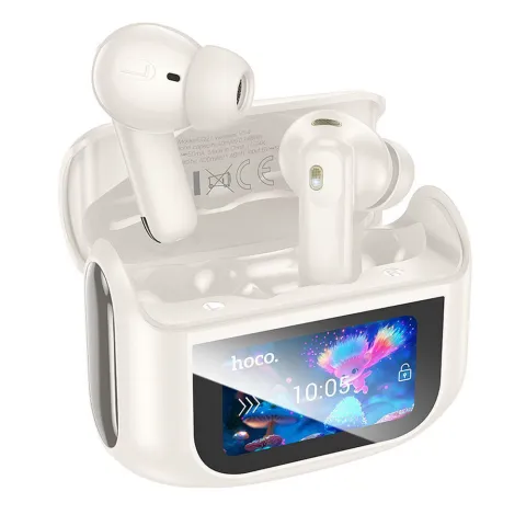 Hoco Eq21 Wireless Earbuds Anc & Enc With Touch Screen Case White