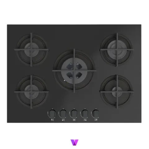 Super Gas Hobs - 70cm, Glass Black