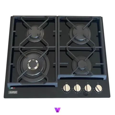 Super Gas Hobs - 60cm, Glass Black
