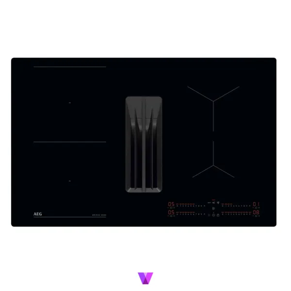 Aeg Induction Hob with Integrated Ventilation System - 80cm, Black