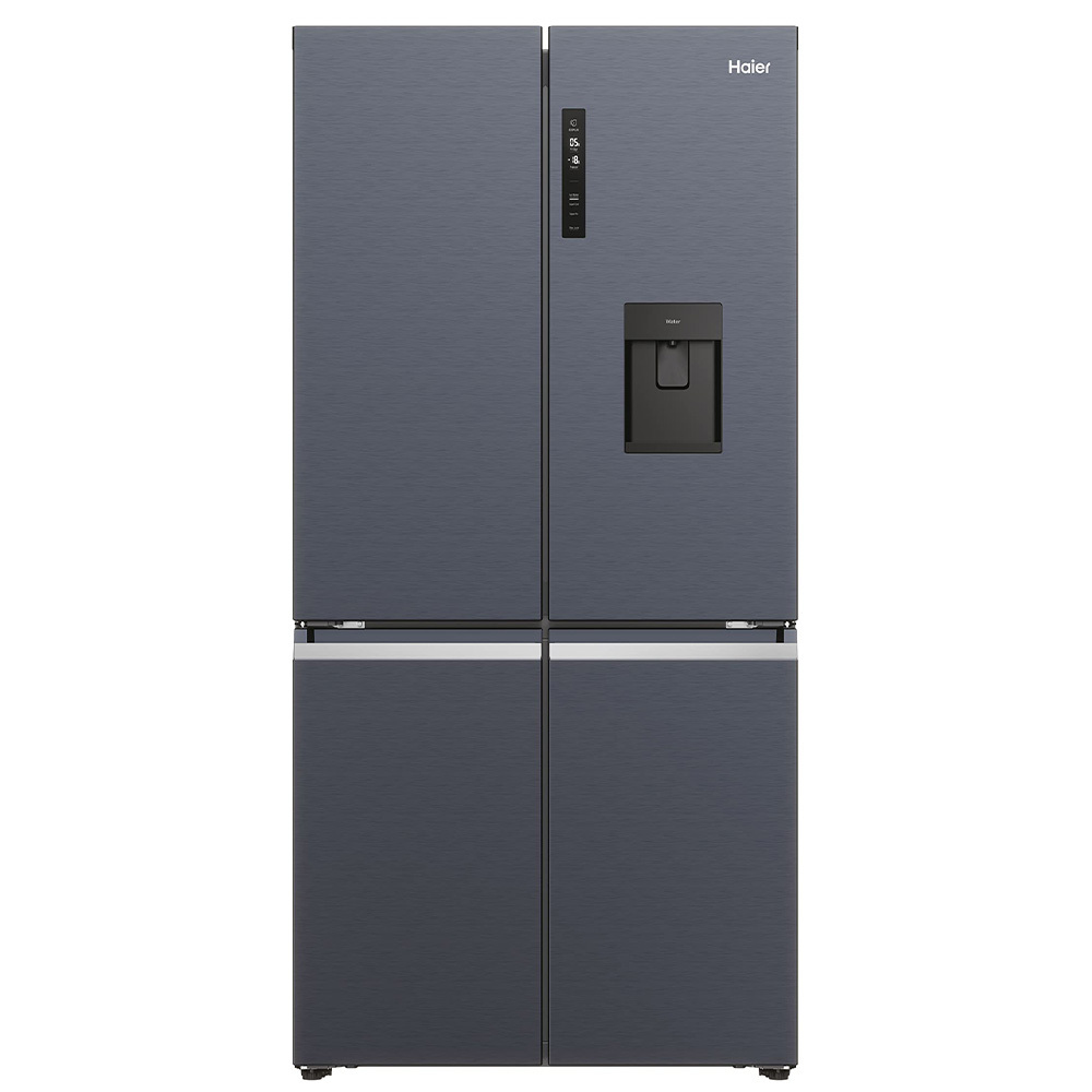 Haier HCR5919EHMB Four Door Fridge, Brushed Black.