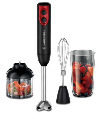 Russell Hobbs 18980 3-in-1 Hand Blender, Plastic, 400 W, 0.5 Litre, Black and Red