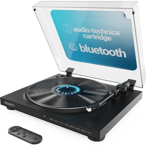 Majority Turntable AUTO Automatic Tone Arm & Start, BT & USB Recording