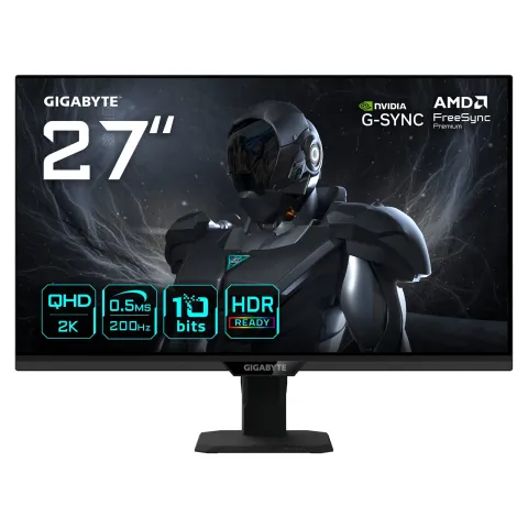 68,6 cm (27") 2560 x 1440 Pixel Gigabyte G27Q20T EK 16:9 Quad HD SS-IPS 0,5 ms 200 Hz HDR DisplayPort HDMI VESA