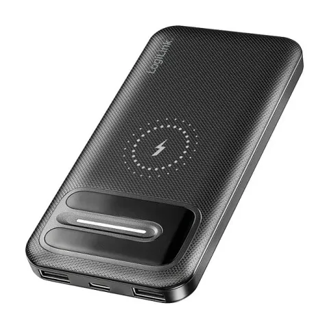 Logilink Mobile Power Bank, LiPo, 10.000 mAh, wireless charging, black