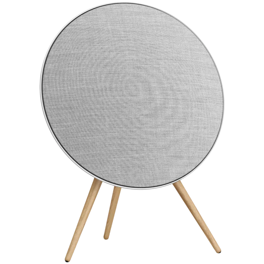 Beosound A9 5th Gen Speaker Natural Alu (Back Grey Mist/Cover Kvadrat Light Grey/Legs Oak)